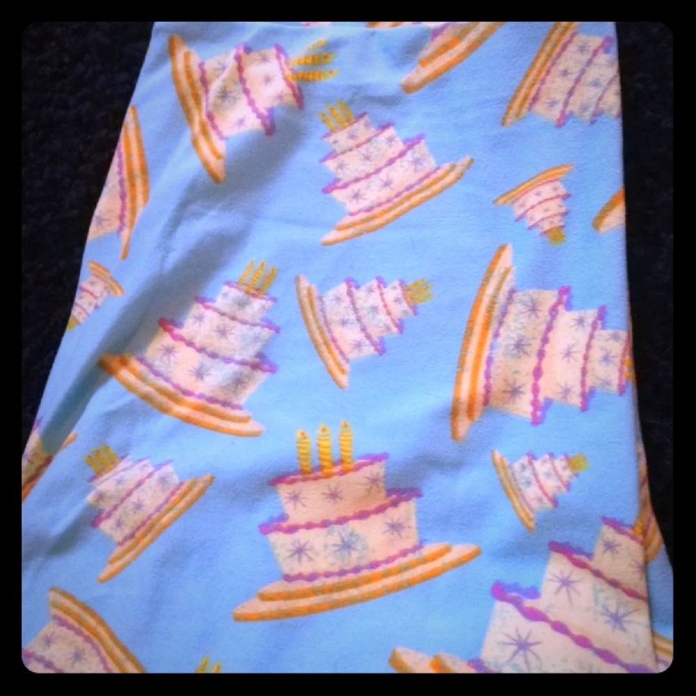 Lularoe Leggings Blue Birthday Cakes